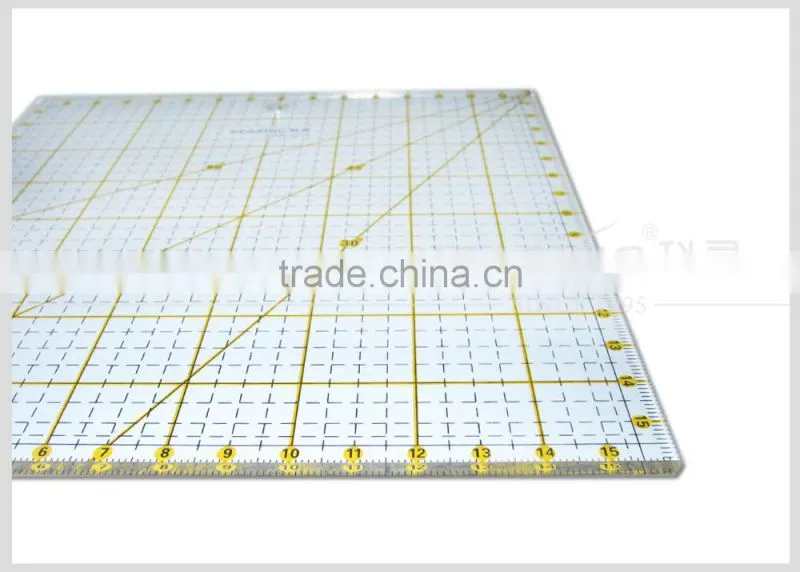 Kearing Clear Rigid Acrylic Plastic Square Rulers For Quilting / Square Quilting Rulers 15 * 15 INCH #KPR1515