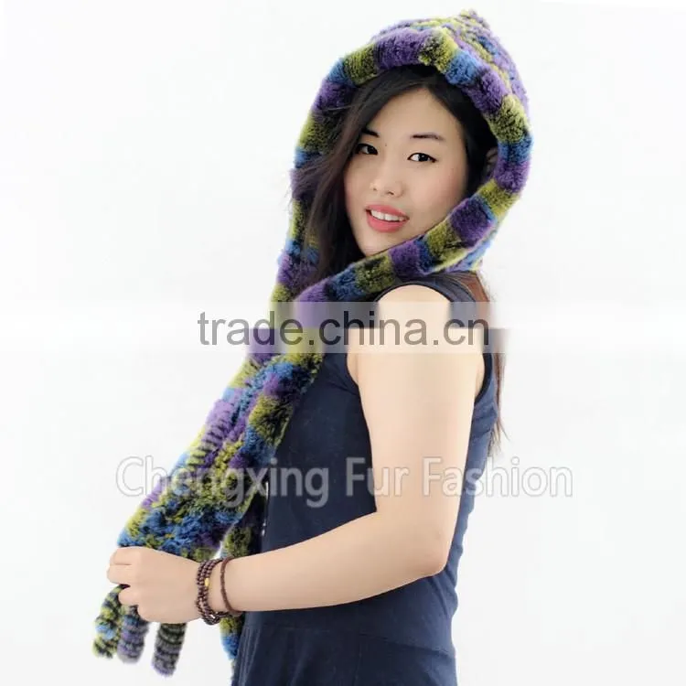 CX-C-41M Woman Winter Warm Rex Rabbit Russian Fur Hat