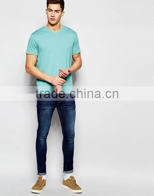 2016 Aqua V-neck t shirt men custom