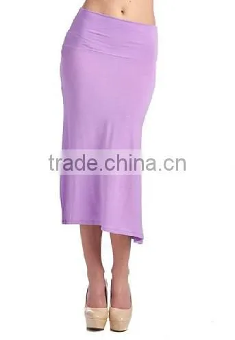 Hot Sales Women's High Stretch High Waisted Rayon Span Mid-Calf Maxi Skirt