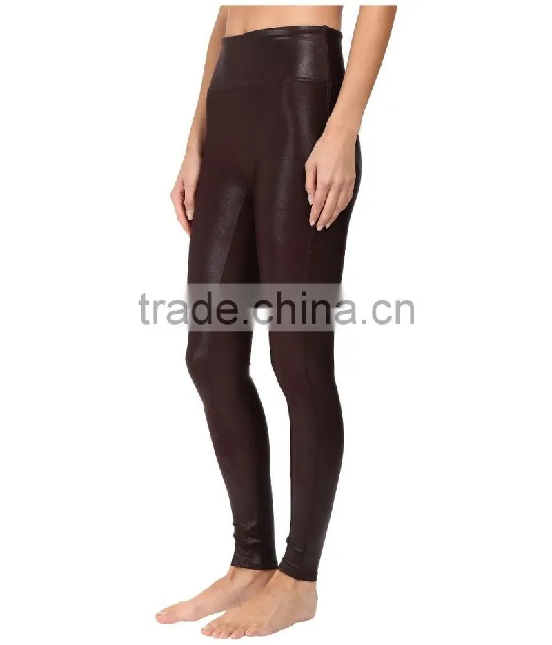 Wholesale fashion 2017 ladies Faux Leather slim fit custom yoga Leggings Sexy Leather stretch Legging