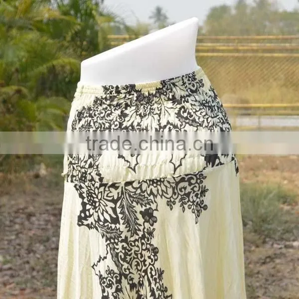latest fashion new designed print maxi hippie boho skirt gypsy casual coco buckle hippie skirt