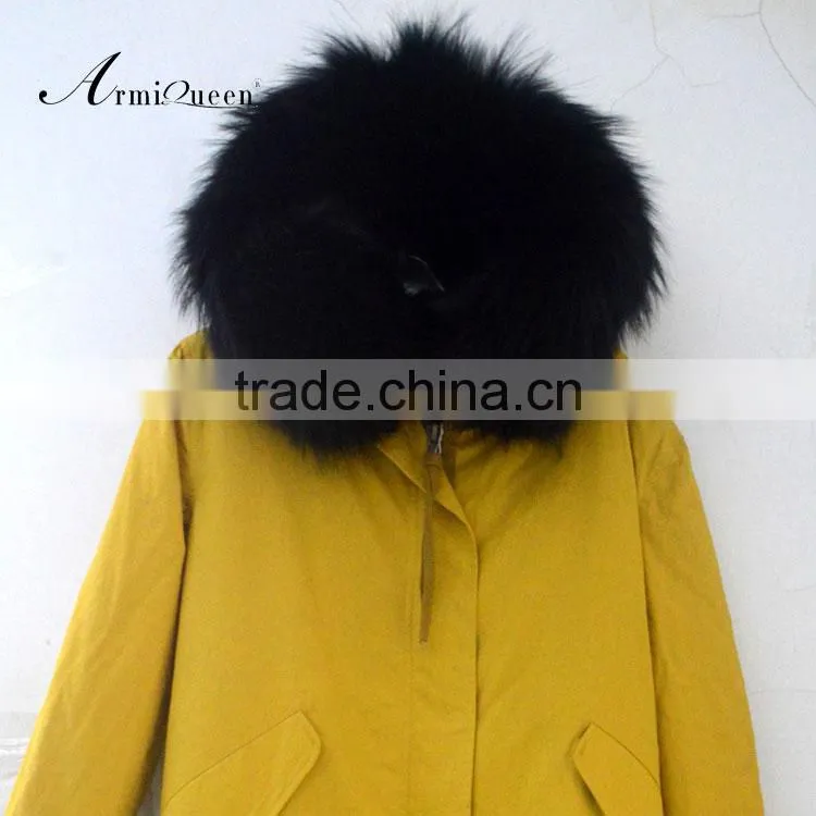 Fashion good quality Korean style comfortable yellow faux fur winter coats