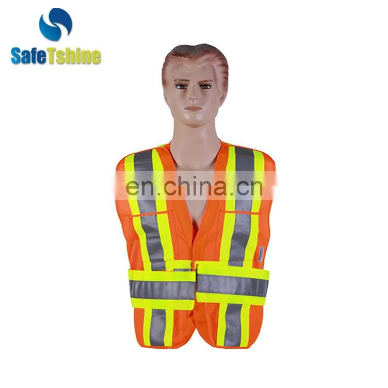 High Vis quality new design ansi breathable fluorescent orange safety vest