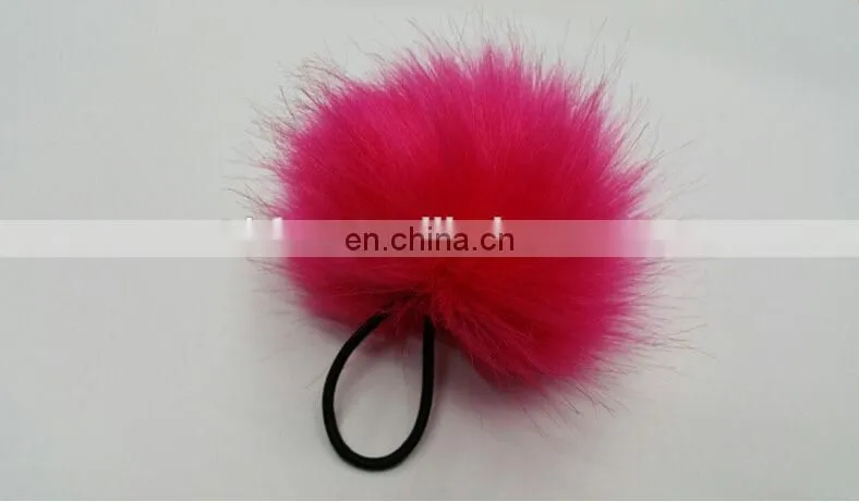 Fluffy and cute baby elastic hair band with faux fur ball
