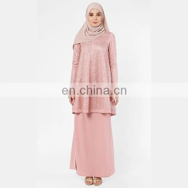 OEM service custom muslim dress 2016 latest fashion lace design baju kurung modern