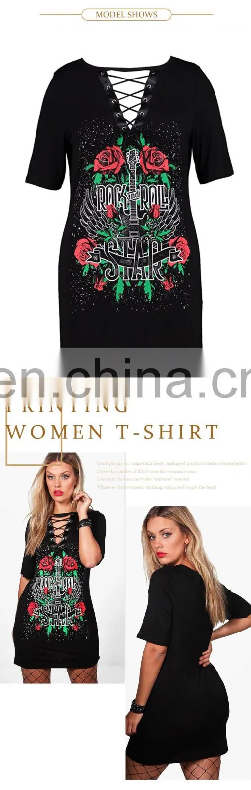 new design women summer casual printed t shirt dress