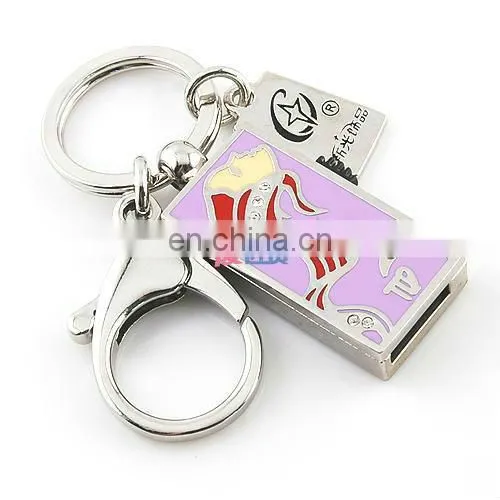 Custom crystal metal usb keychain, usb flash drive