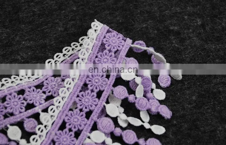 New fancy embroidery polyester lace trim lollipop lace fringe trim for garment