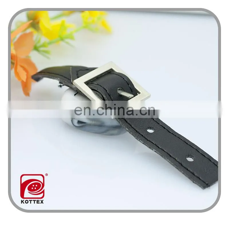 Leather Toggle belt button with metal buckle
