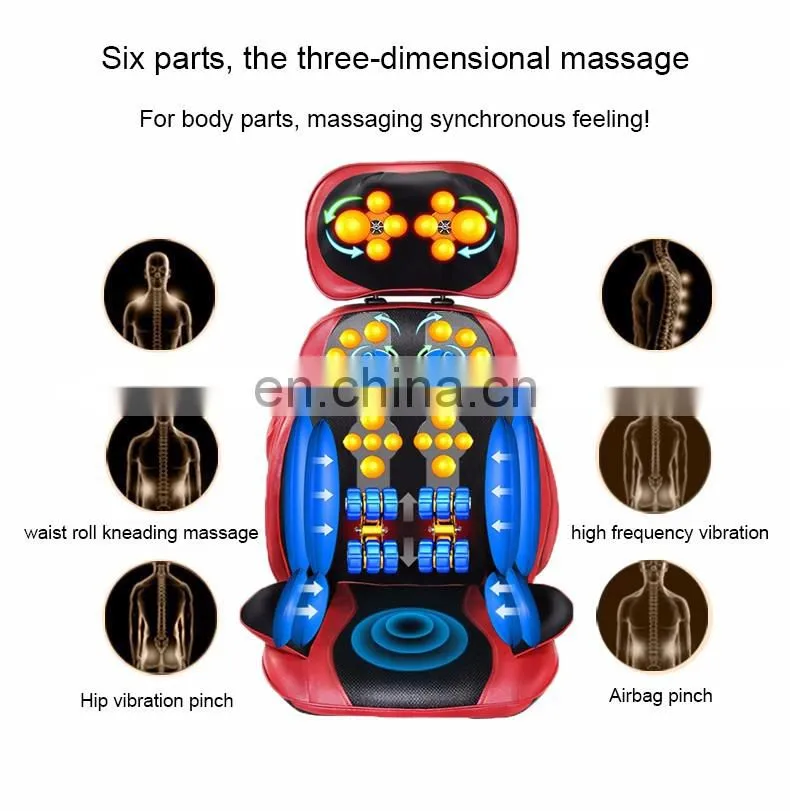 Portable multi-function kneading and shiatsu head back buttocks massage cushion for chair