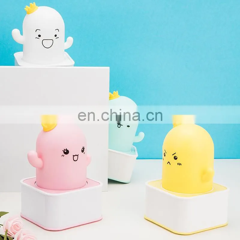 Creative led colorful silicone baby light cactus sensor pat night lamps for bedroom