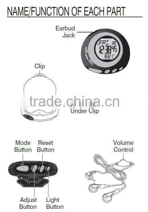 2D multifunctional step counter pedometer with FM radio