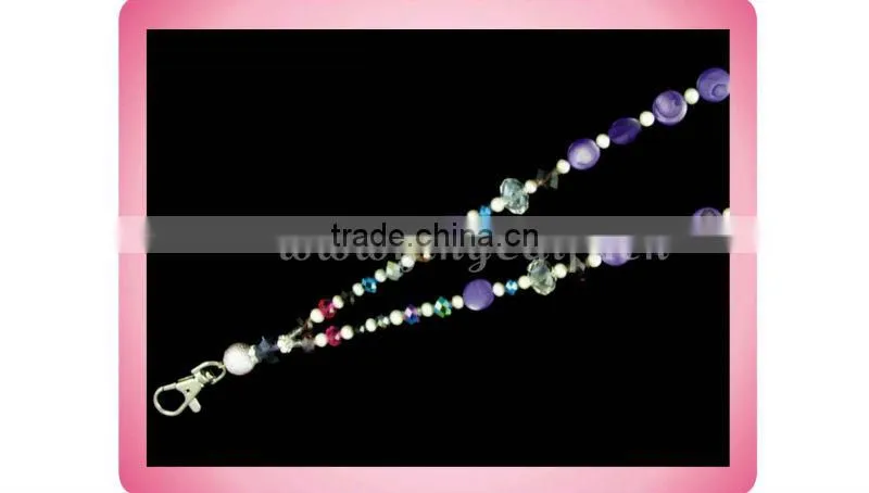 Fashion Jewelry Purple Shell Crystal Bead Keychain Neck Strap