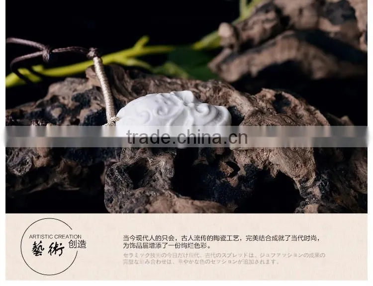 men's skull head porcelain glazed pendant necklace