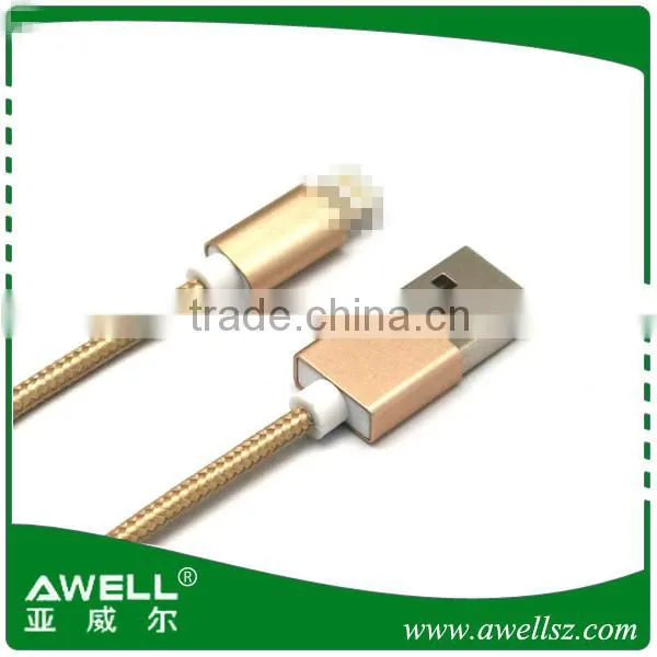 Wholesale OEM Brand Colorful Aluminum Metal Shell Connectors Tip 3FT Nylon Braided Wire Fabric Micro USB Cable