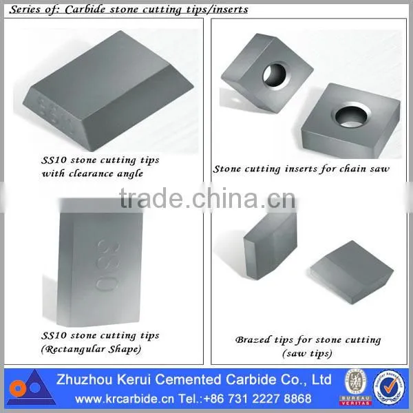 SS10 tungsten carbide brazing tips for granite cutting
