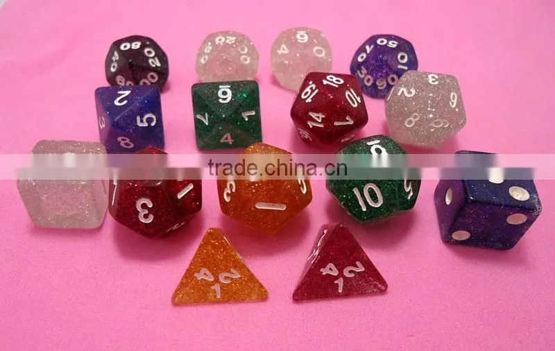 High quality polyhedral dice with mixing colour effect
