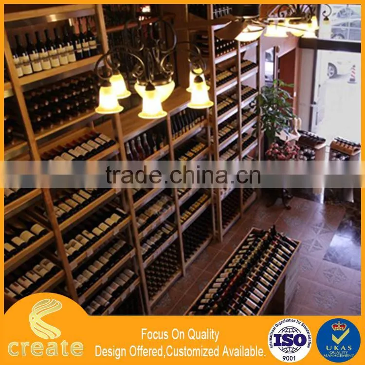 Luxury Wooden Black Exhibition Wine Display Rack Showcase With Led light& Matt Finish For Wine Shop Interior Decoration
