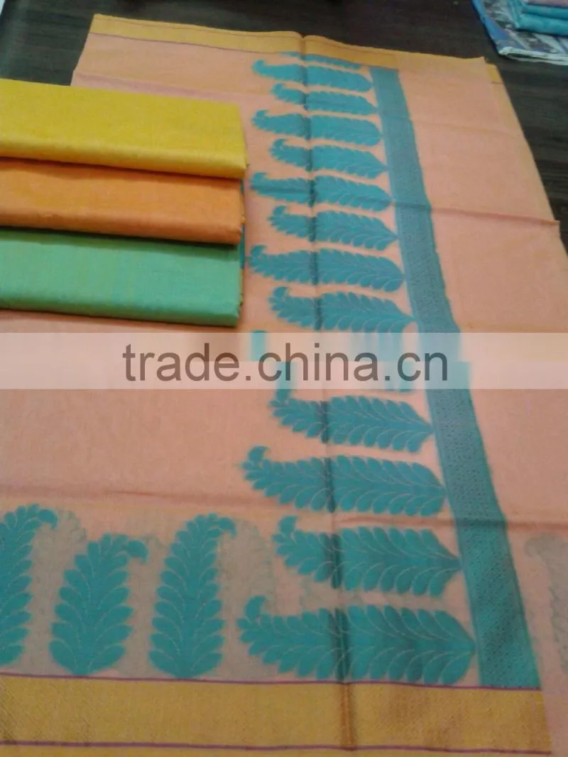 fancy plain saree with border and pallu
