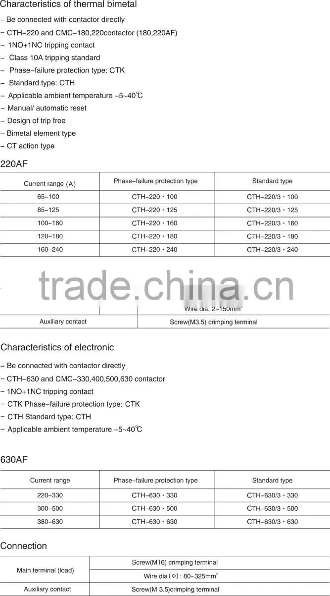 Industrial Control,CTH Thermal Overload Relay-200-630