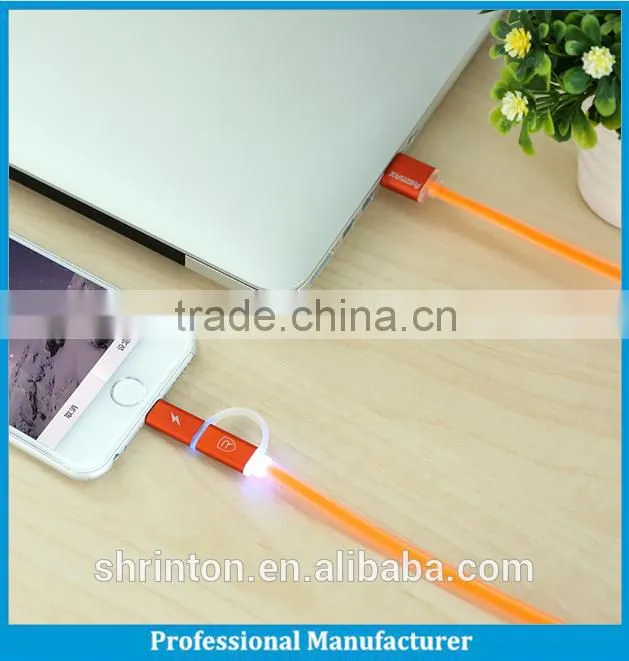 Multi-function 2 in 1 micro usb data cable usb 2.0 cable charging cable for all the phone
