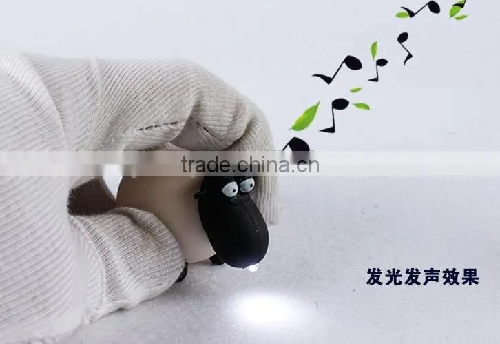 Wholesale 3D Funny Sheep Keychain LED Promotion Key Ring With Sound
