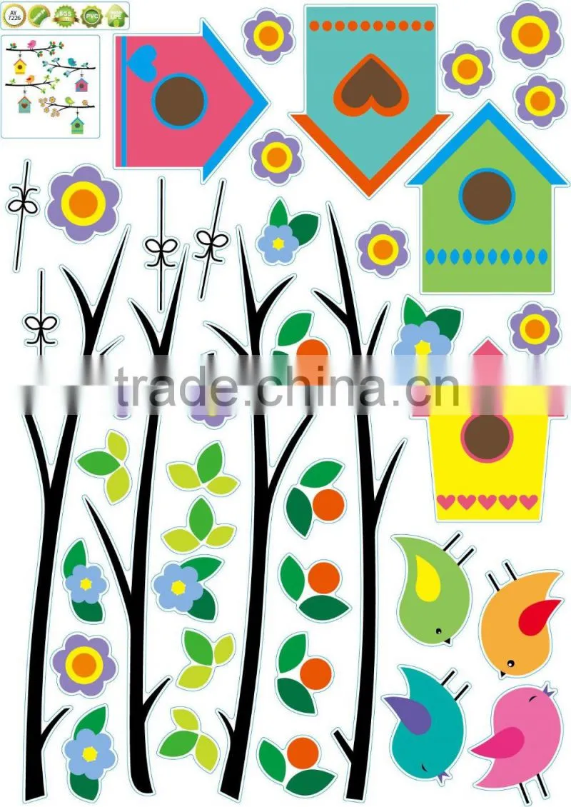 Owl Birds Branch Vinyl Kids Mural Home Decor Wall Stickers Decal removable DIY
