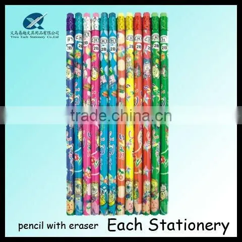 2012 hot sales 7inch HB heat Transfer printing/printed office using pencil with eraser