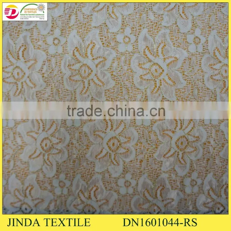 2016 Fashion Design 100%Nylon Golden Organza Lace Fabric For African Women Dress