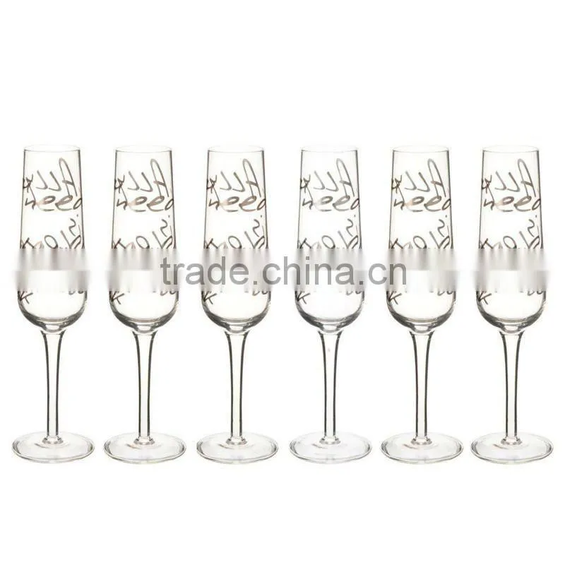 All you need set of 6 glasses, champagne glass with decal printing