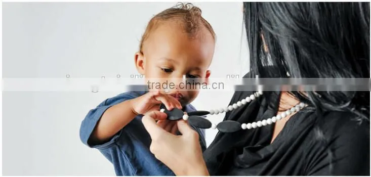 Silicone Chewable Necklace Wholesale/Food-safe Baby Enjoy Bead Necklace