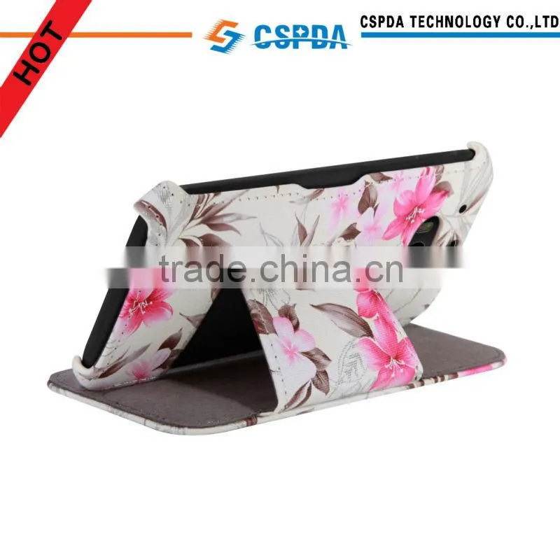 For 2014 HTC one 2 m8 cell phone flower stand leather case cover
