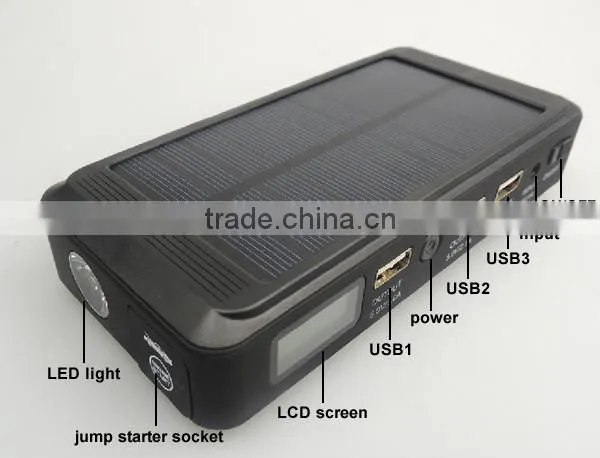 sunpow 12000mAh solar Multi-Function 12v car jump starter Mini Mobile Power Bank Charger in car accessories