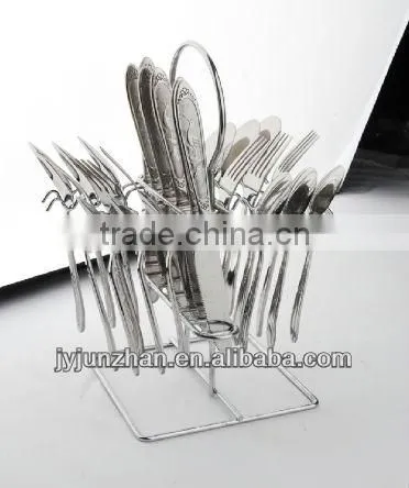 SS flatware set of 24pcs with 24K true gold and Swan on the handle