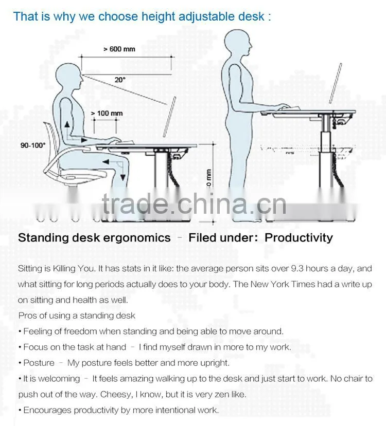 excellent quality elegant shape motorized table adjustable height