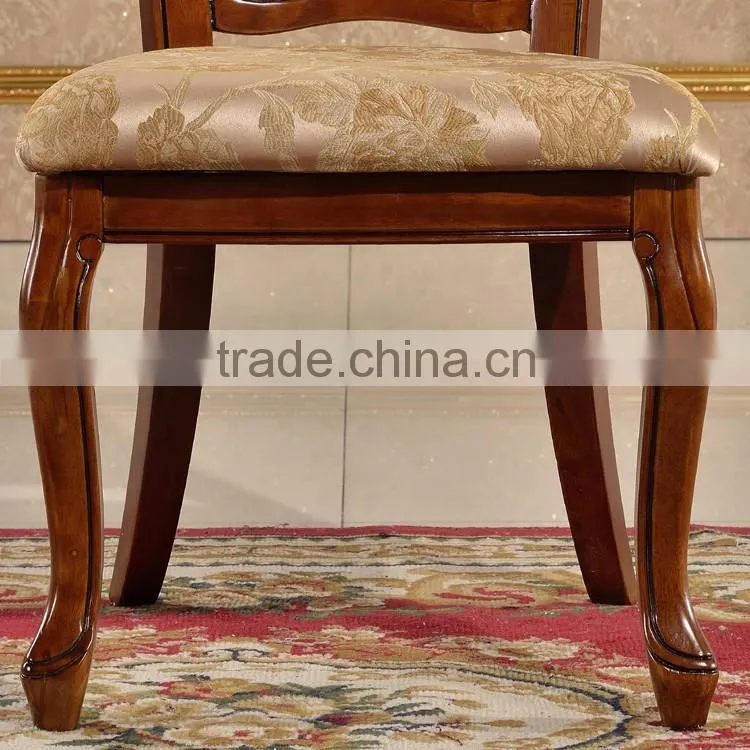 Home commonly used table chairs set wood frame fabric side chairs