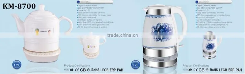 1.7L Digital Ceramic Electric Kettle with tray set