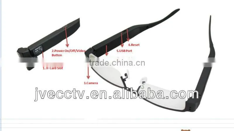 Factory direct Black Video Recorder Webcam 720P hidden cam glasses16gb