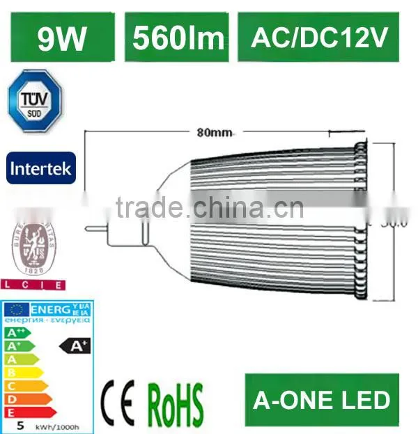 CE & ROHS & SAA 9w gu10 dimmable led spot light