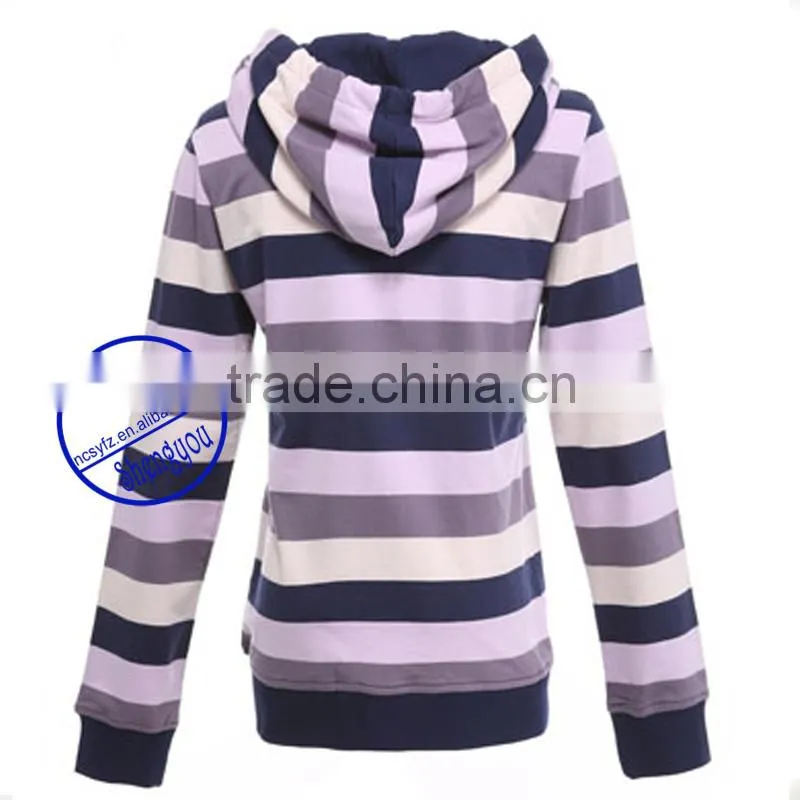 China high quality custom women yarn dyed hoodies sweatshirts