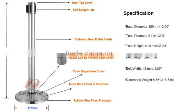 Black Powder Coating Bank Queue Control Barrier with sign holder