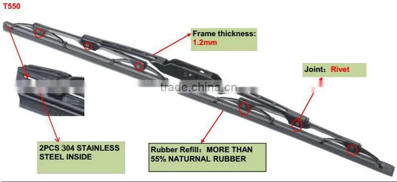 T550 Auto Parts Metal Frame Car Windshield Wiper Blade