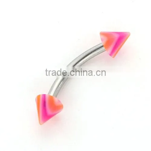 Multicolor Charming Fake Cheap Unique Acrylic Cone Stainless Steel Eyebrow Rings Body Piercing Jewelry