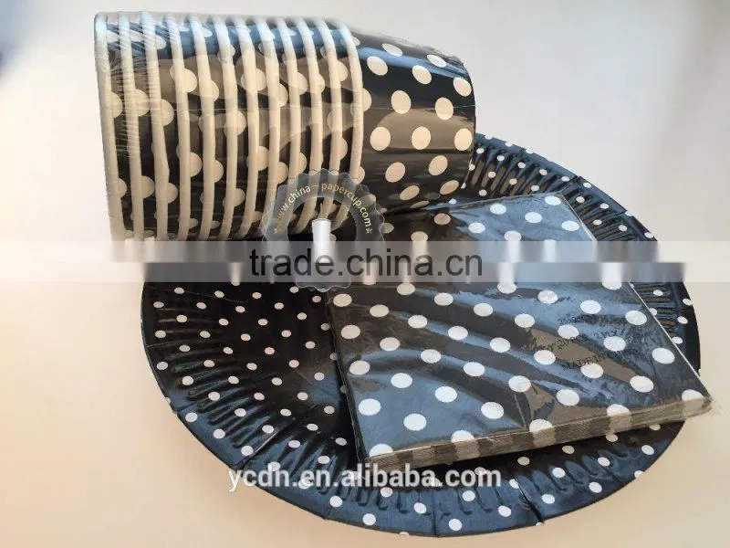 disposable paper plate set paper cup paper napkin paper straw for paprty holiday