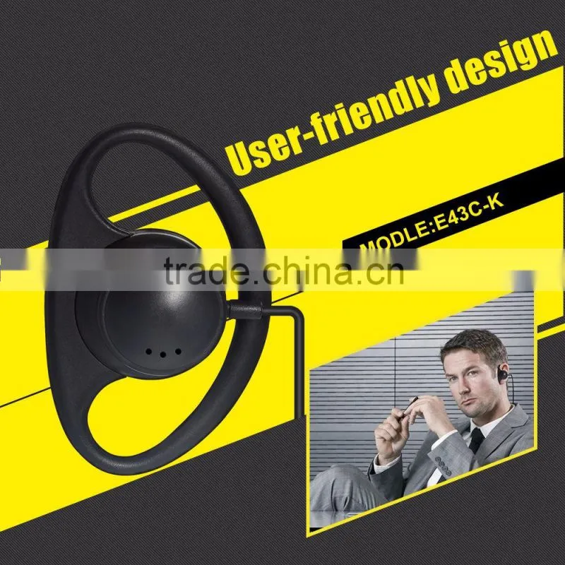 Earpiece D Shape Earphones E43C-K Headphone for Walkie Talkie ZASTONE V180 ZT-V8