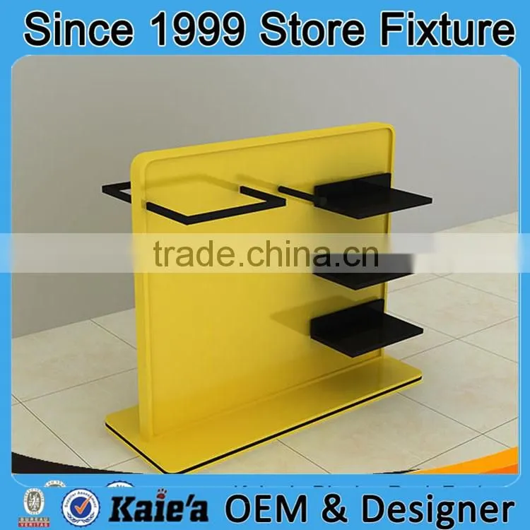 Yellow flooring display rack design clothing display rack for sale