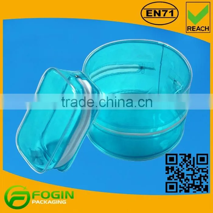 round pvc cosmetic plastic bag with zipper