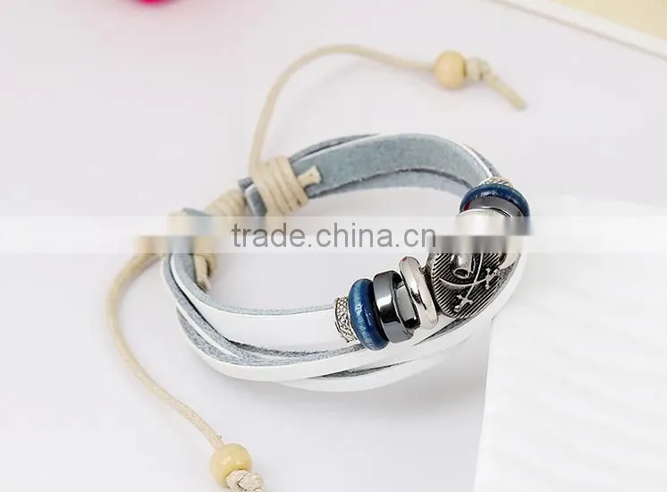 italian white leather bracelet, leather skull bracelets