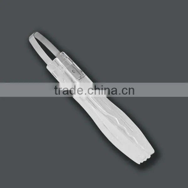 White plastic handle food serving tongs at low price